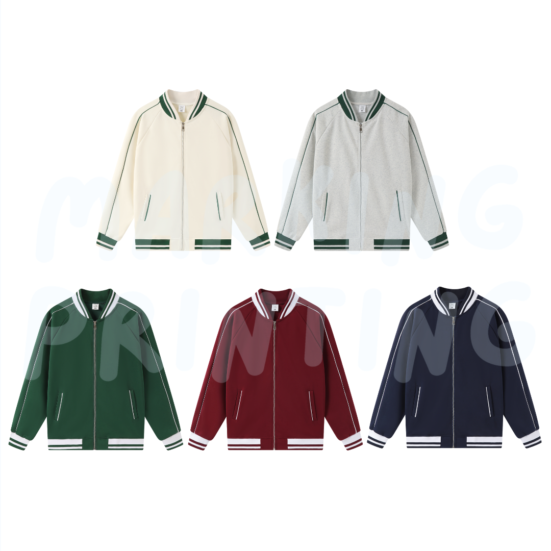 MTD888 320ct zipper baseball jacket 