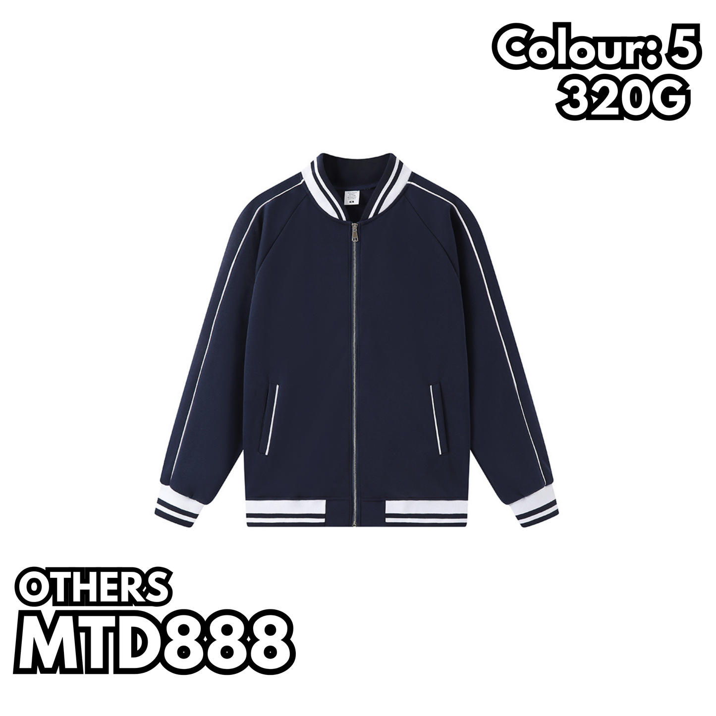 MTD888 320ct zipper baseball jacket 