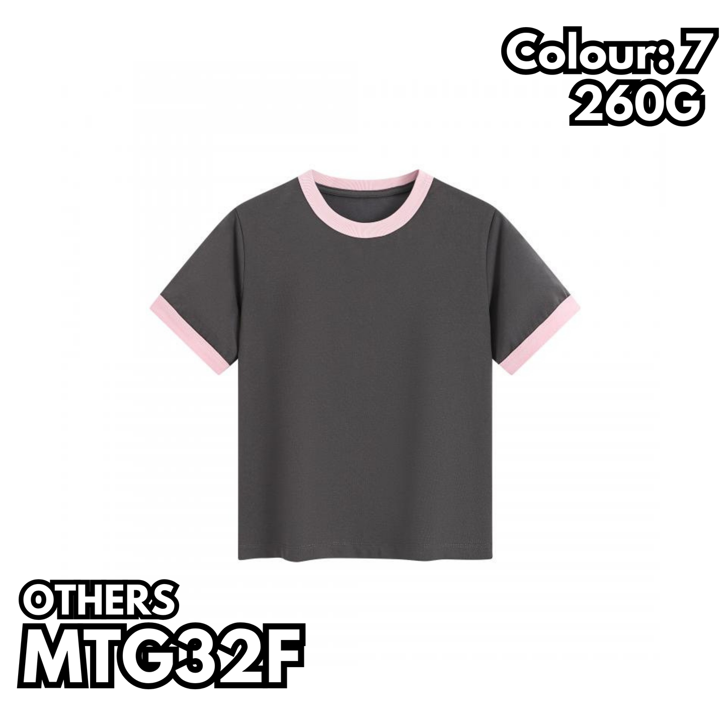 MTG32F 260g heavyweight women's contrast color collar short-sleeved TEE