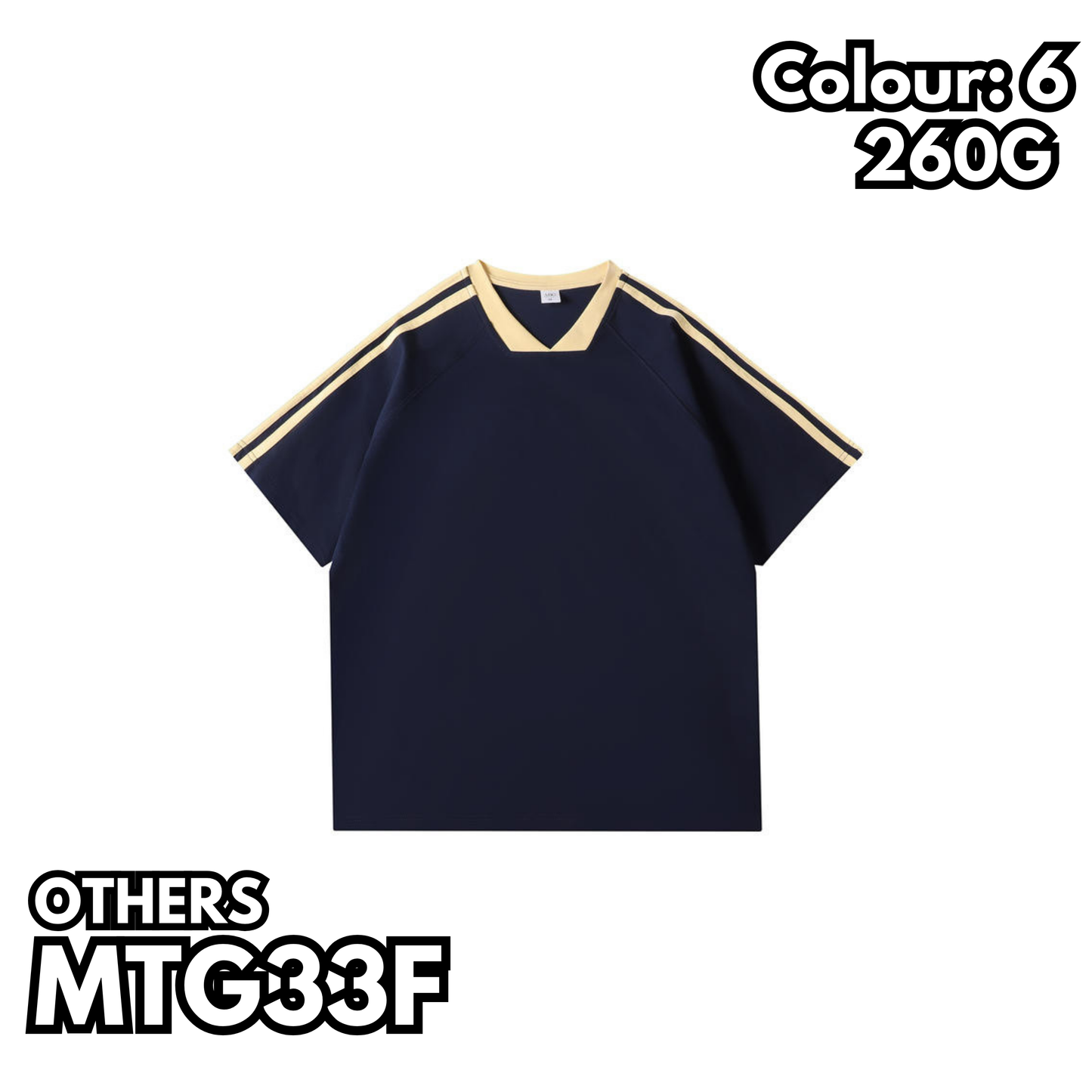 MTG33F 260g Heavy Women's Striped Raglan V-neck Short Sleeve TEE