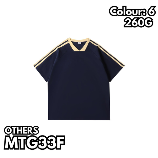 MTG33F 260克重磅女裝重磅條紋插肩V領短袖TEE