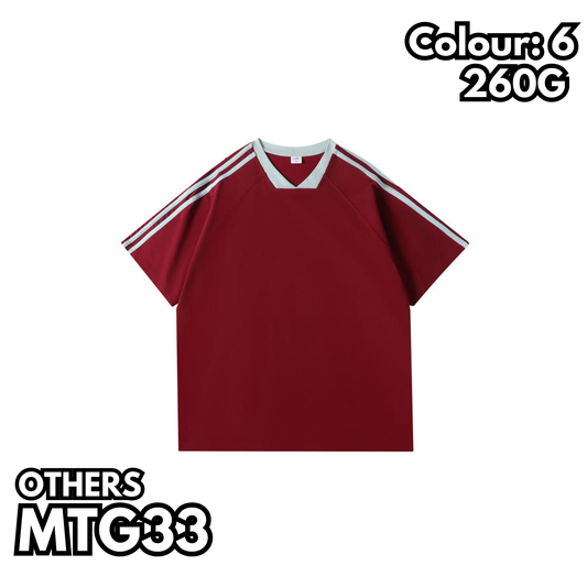 MTG33 260克重磅條紋插肩V領短袖TEE