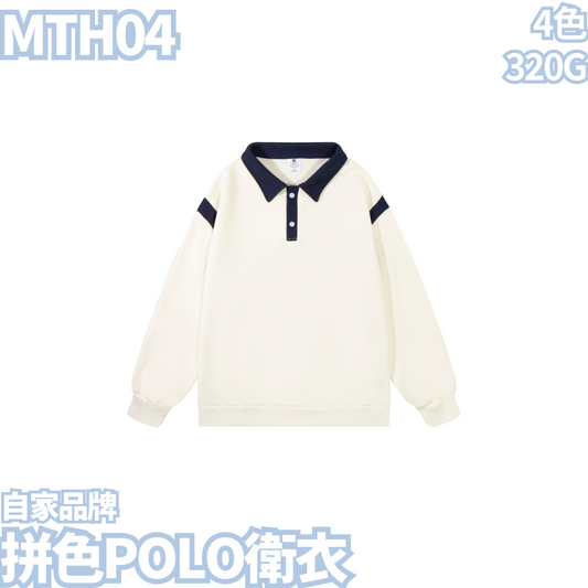 MTH04 320g color matching POLO sweatshirt 