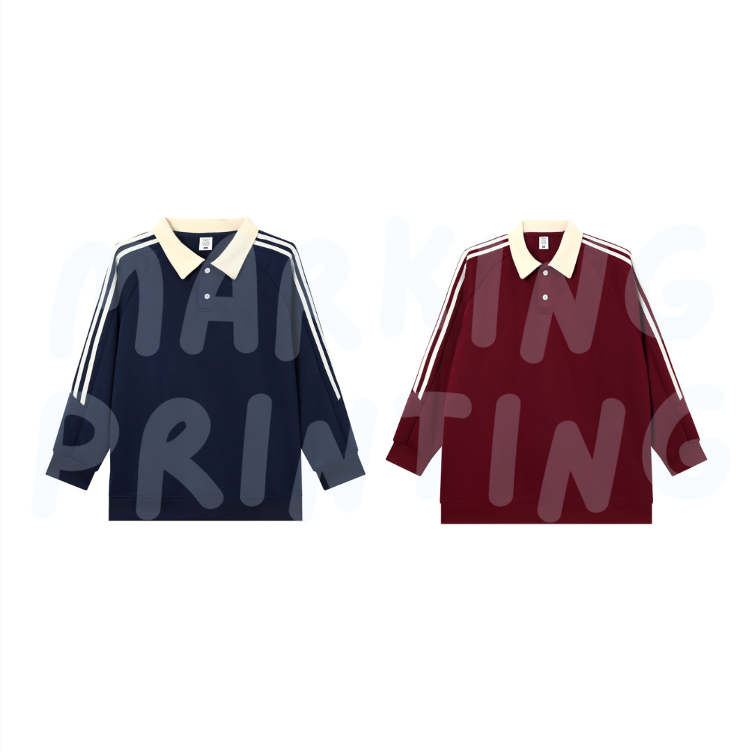 MTH06 330g striped raglan POLO sweatshirt