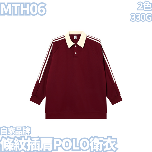 MTH06 330g striped raglan POLO sweatshirt