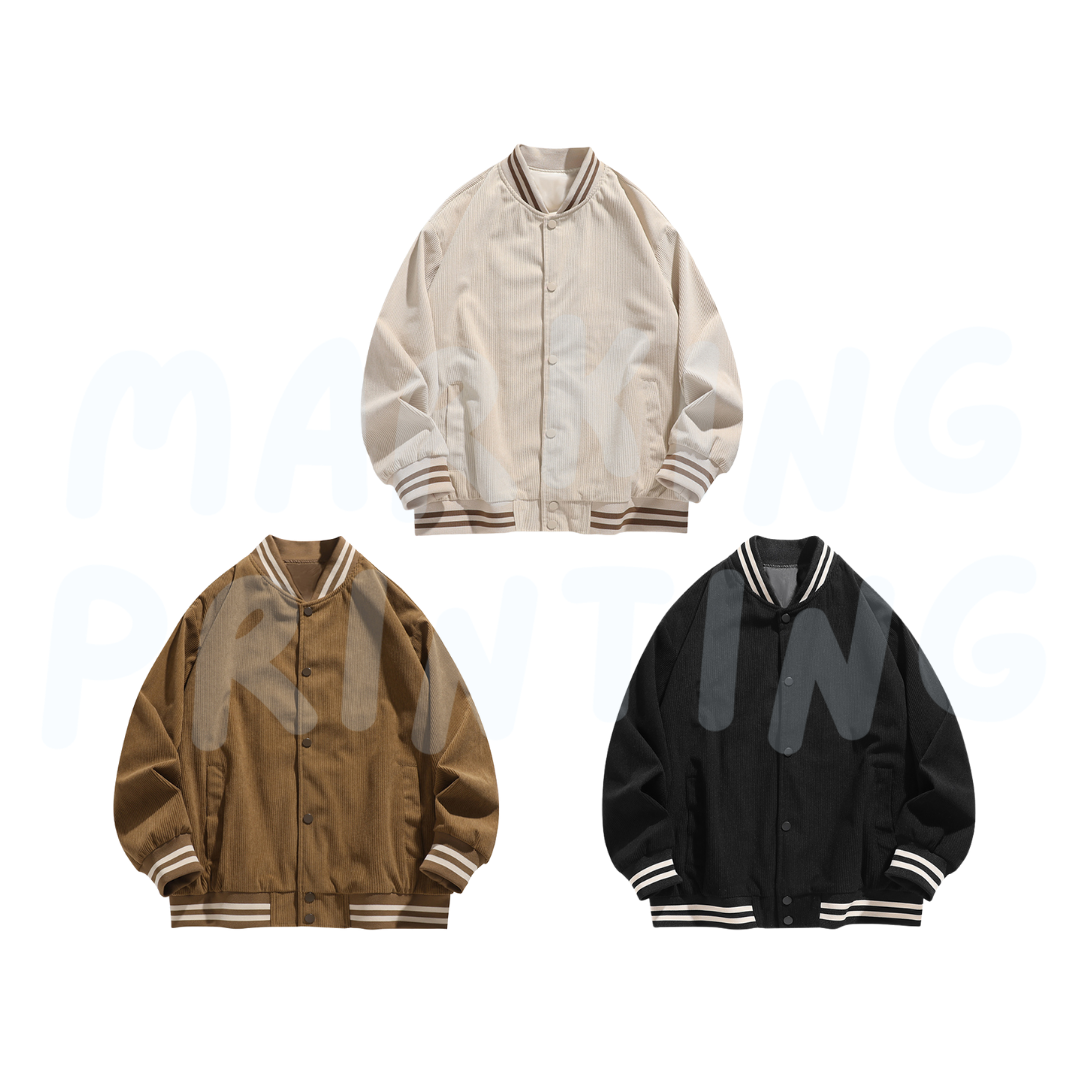 MTJ2380 Drop Shoulder Corduroy Baseball Jacket