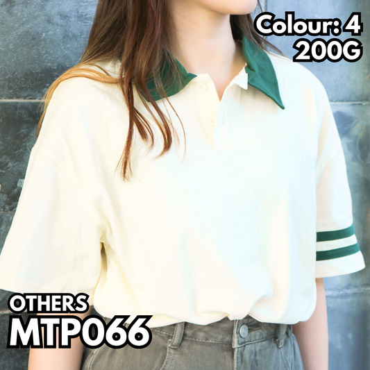 MTP066 200克拼色條紋落肩短袖POLO TEE