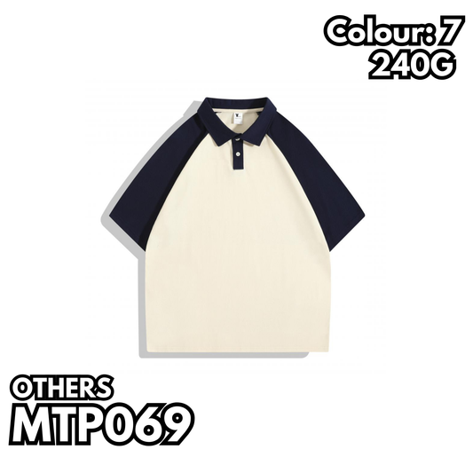 MTP069 240克重磅拼色插肩短袖POLO TEE