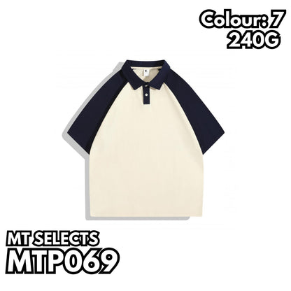MTP069 重磅拼色插肩短袖POLO TEE
