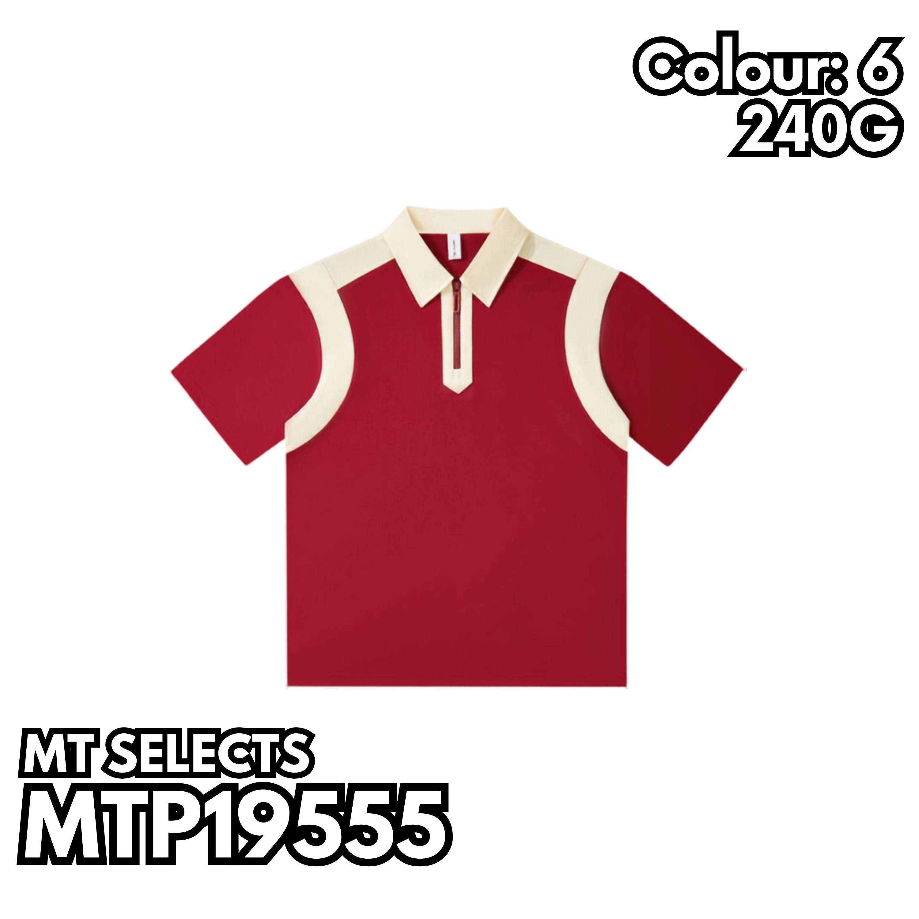 MTP19555 重磅拼色半拉鍊短袖POLO衫