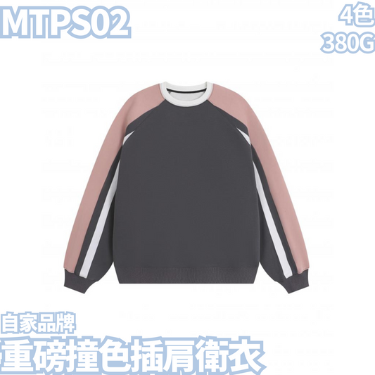 MTPS02 I67 380g heavyweight contrast color raglan sweatshirt