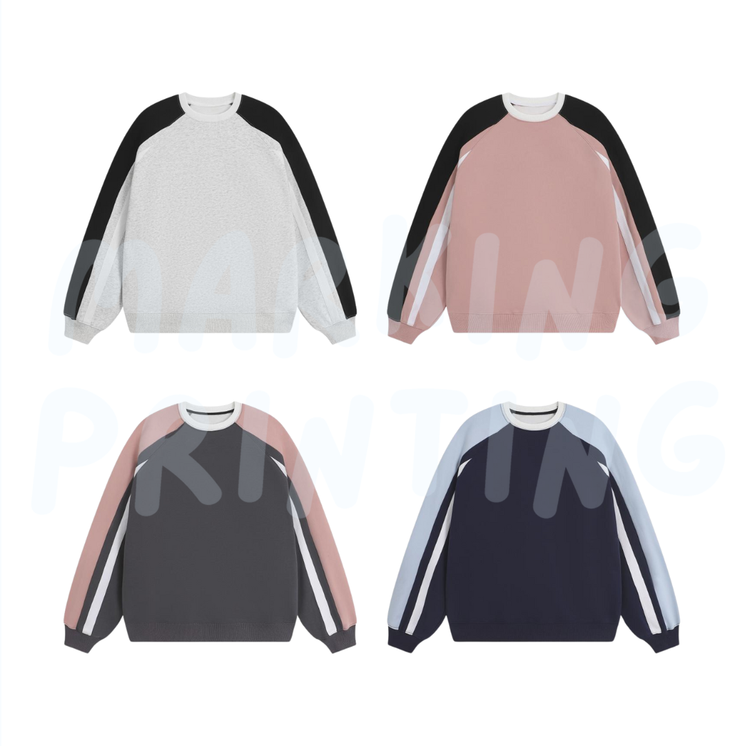 MTPS02 I67 380g heavyweight contrast color raglan sweatshirt