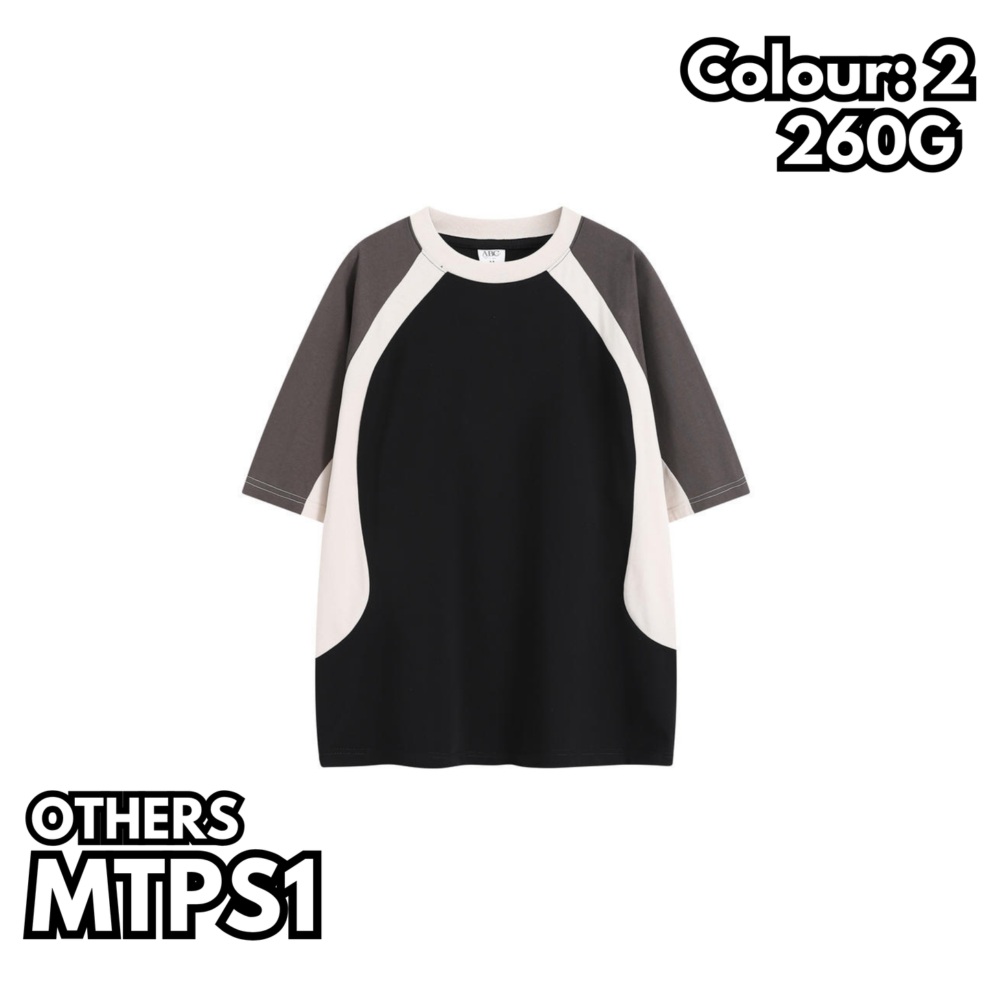 MTPS1 260g heavyweight patchwork raglan short-sleeved TEE