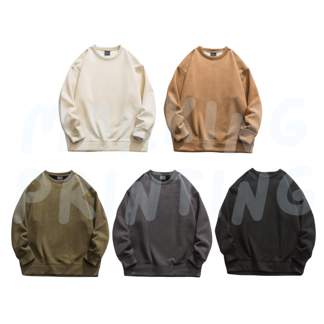 MTWY115 420g faux suede heavyweight sweatshirt