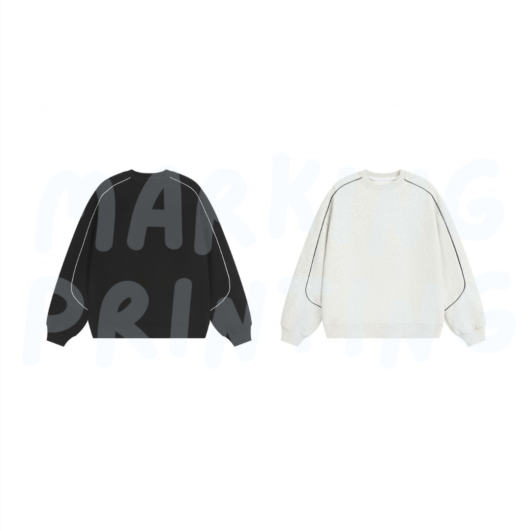 MTWY803 380g heavyweight contrast color line sweatshirt