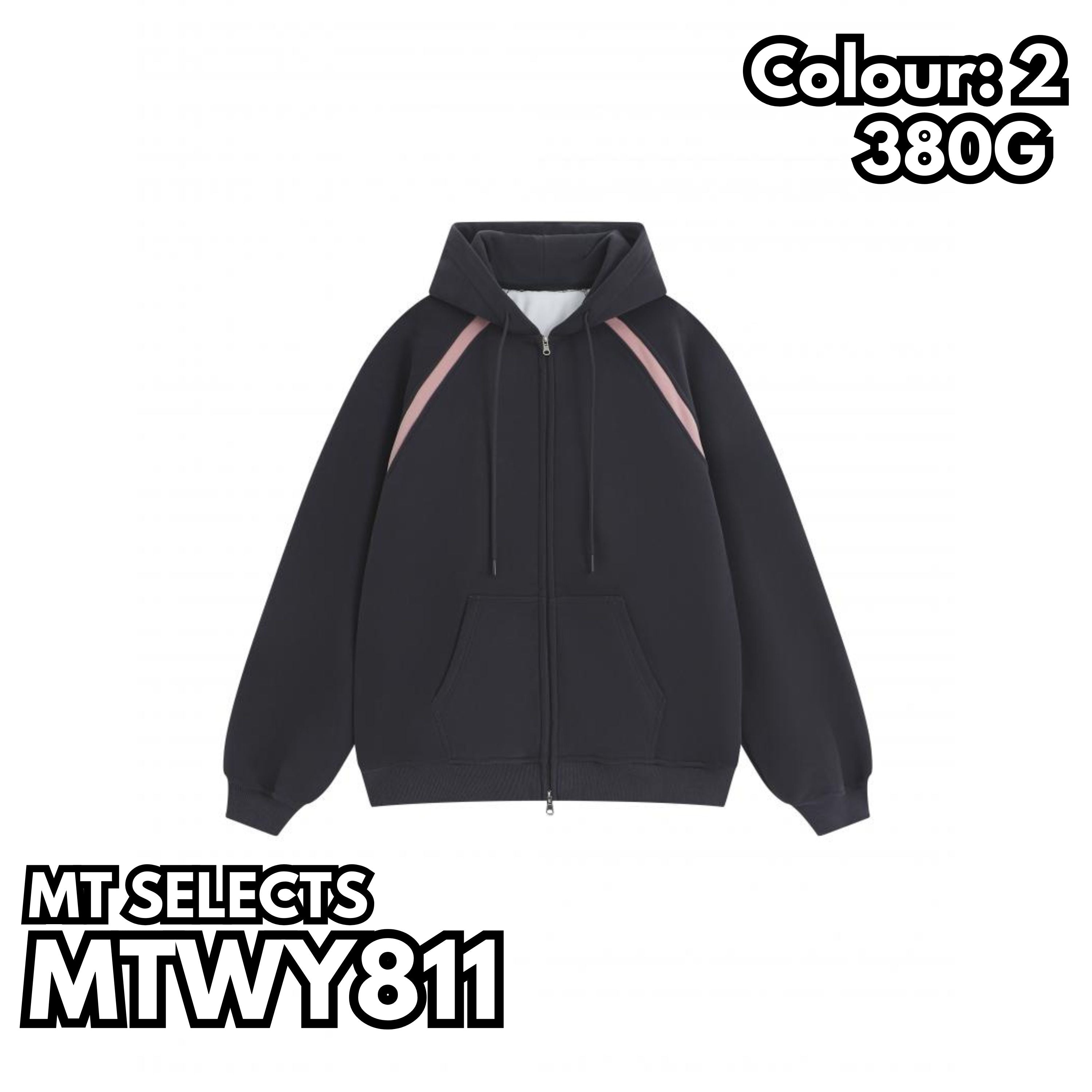MTWY811 重磅撞色插肩拉鍊連帽衛衣