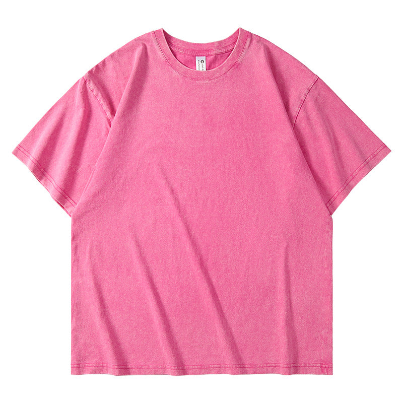 AG2310 重磅雪花水洗落肩短袖TEE