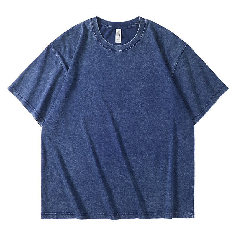 AG2310 重磅雪花水洗落肩短袖TEE