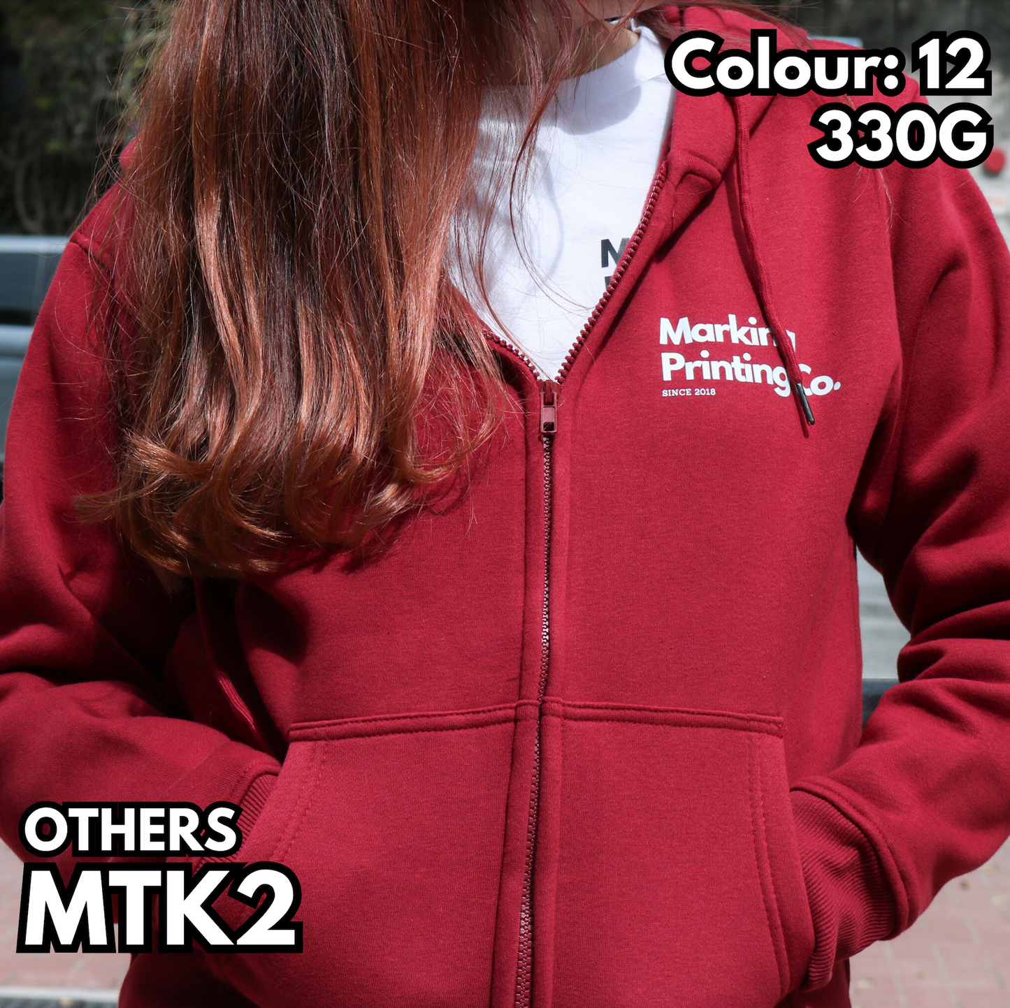MTK2 330g hooded zip-up sweatshirt