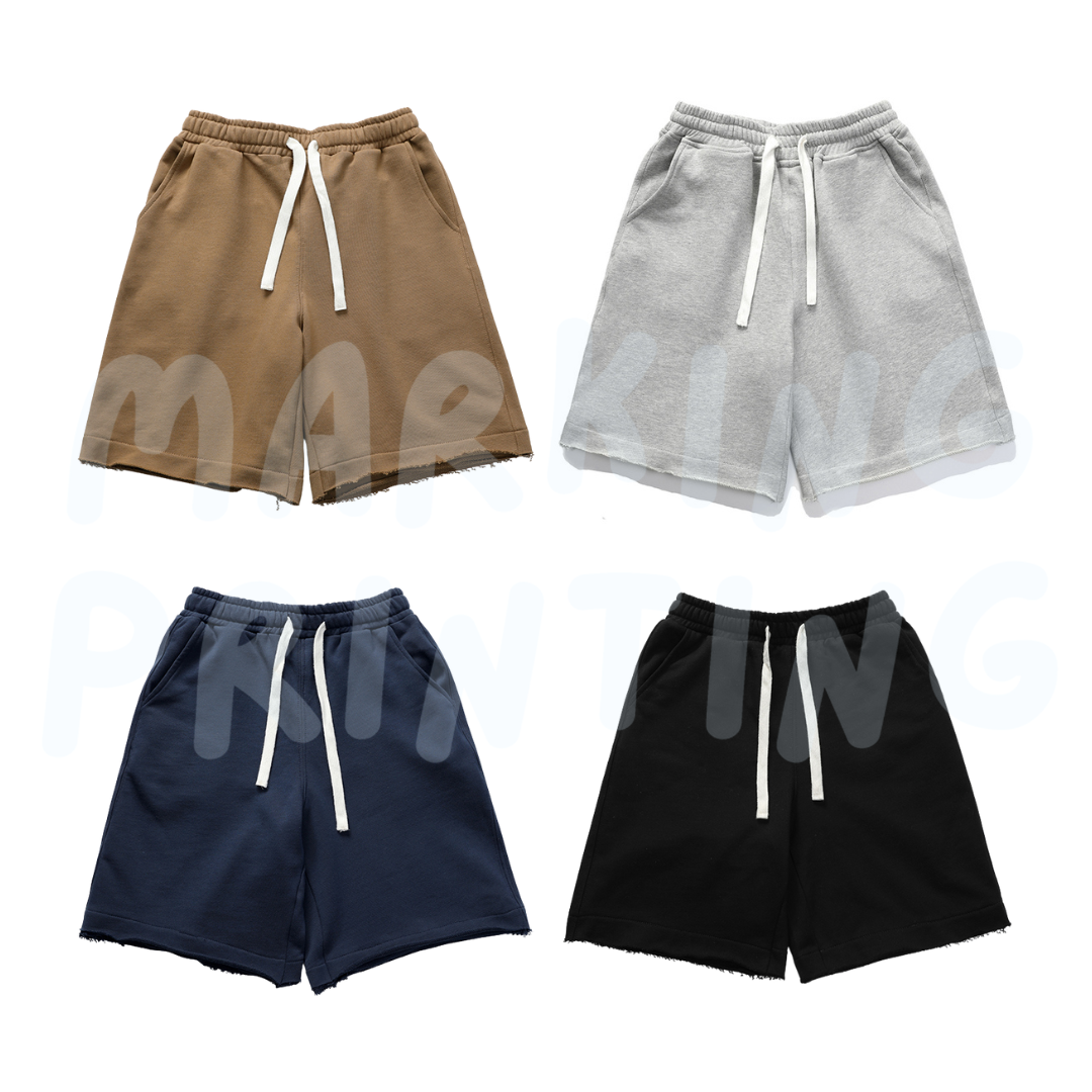 UVW-K04 370g heavyweight cotton raw edge shorts