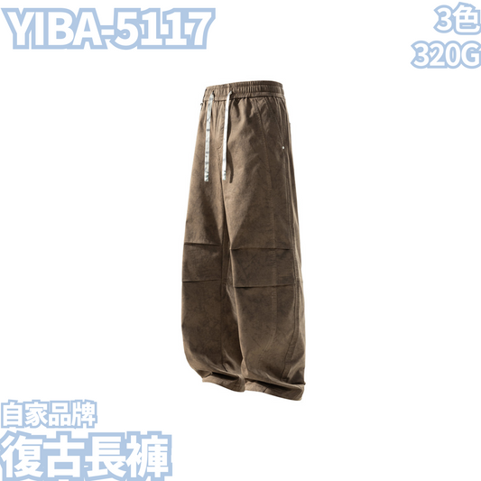 YIBA-5117 320g polyester-cotton retro trousers