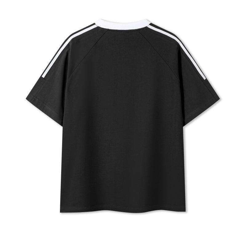 MT7717 250g heavyweight striped raglan short-sleeved TEE