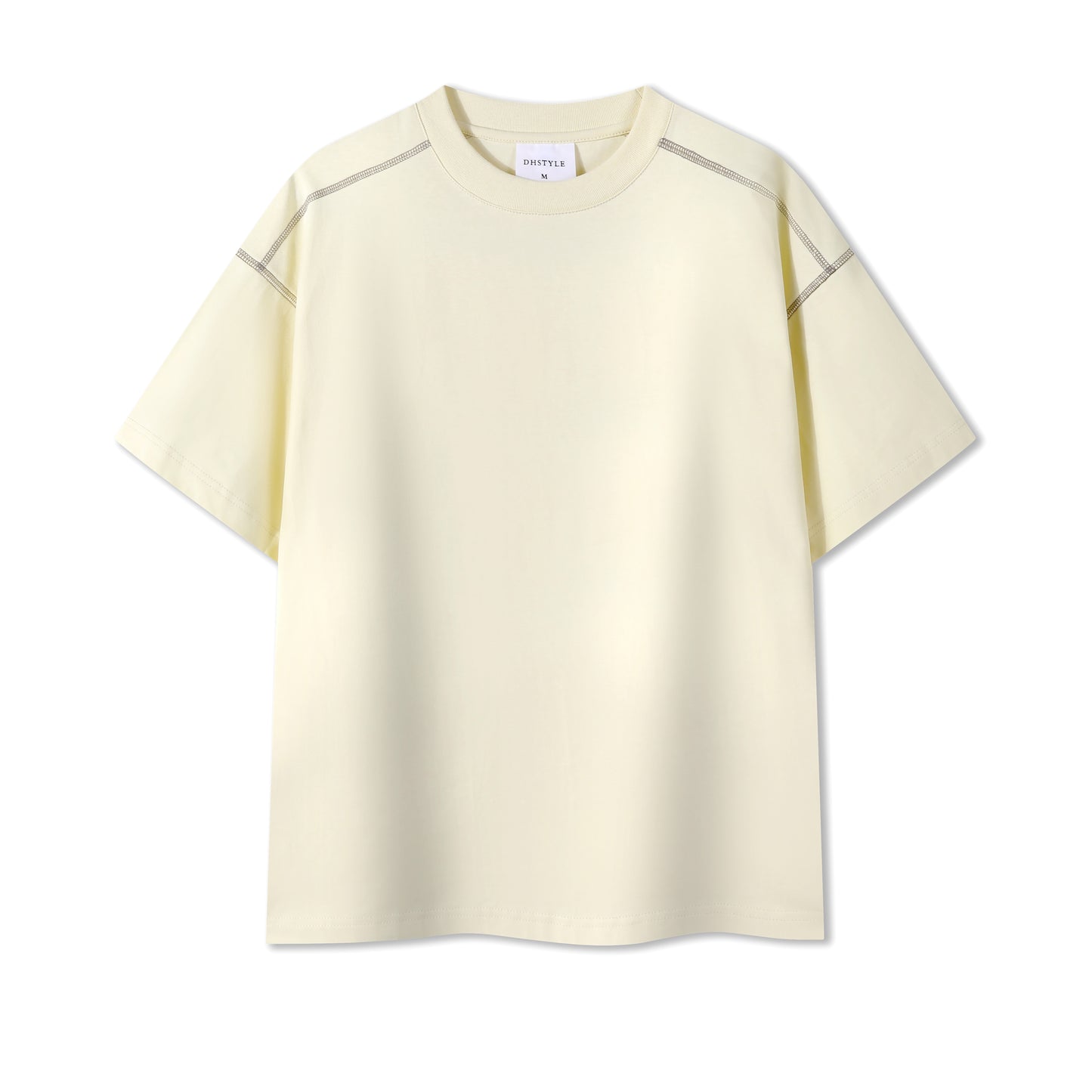 MT7716 重磅撞色線落肩短袖TEE
