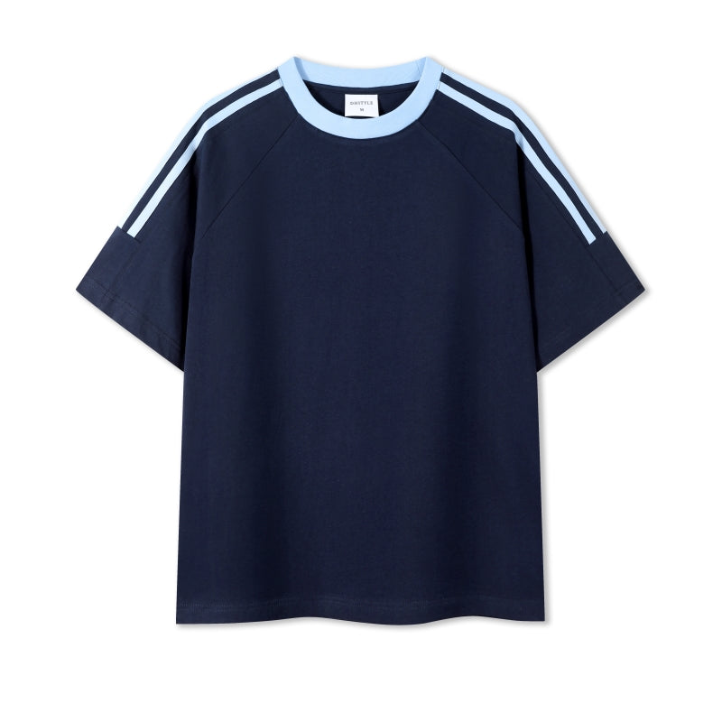 MT7717 250g heavyweight striped raglan short-sleeved TEE