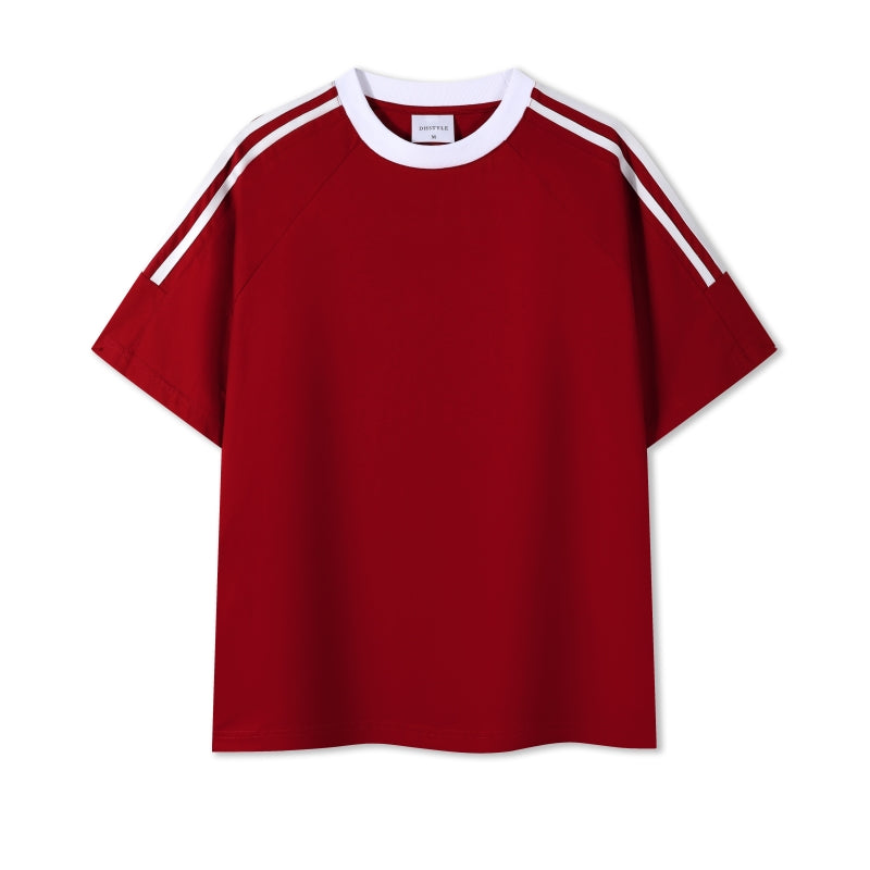 MT7717 250g heavyweight striped raglan short-sleeved TEE