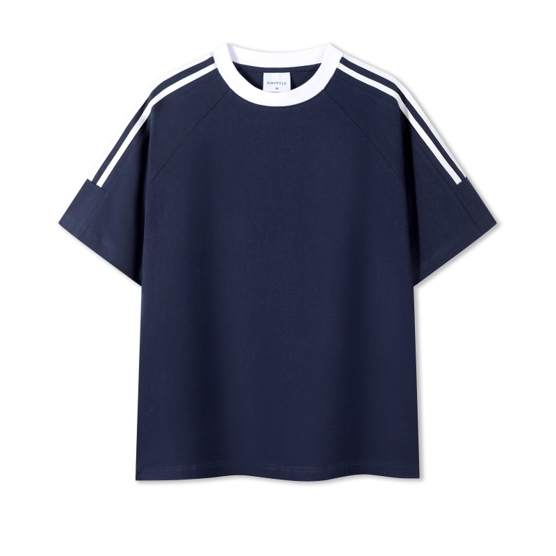 MT7717 250g heavyweight striped raglan short-sleeved TEE