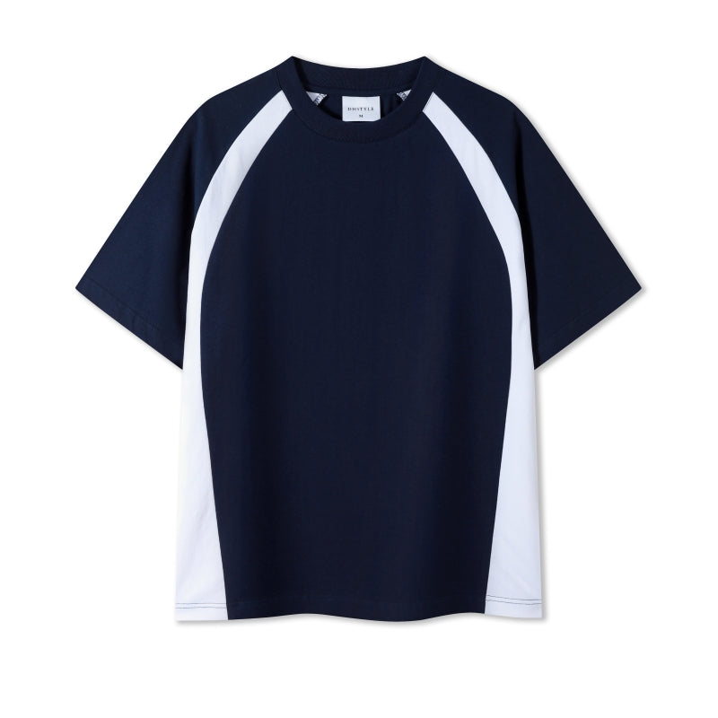 MT7718 250g heavy color matching drop shoulder short sleeve TEE