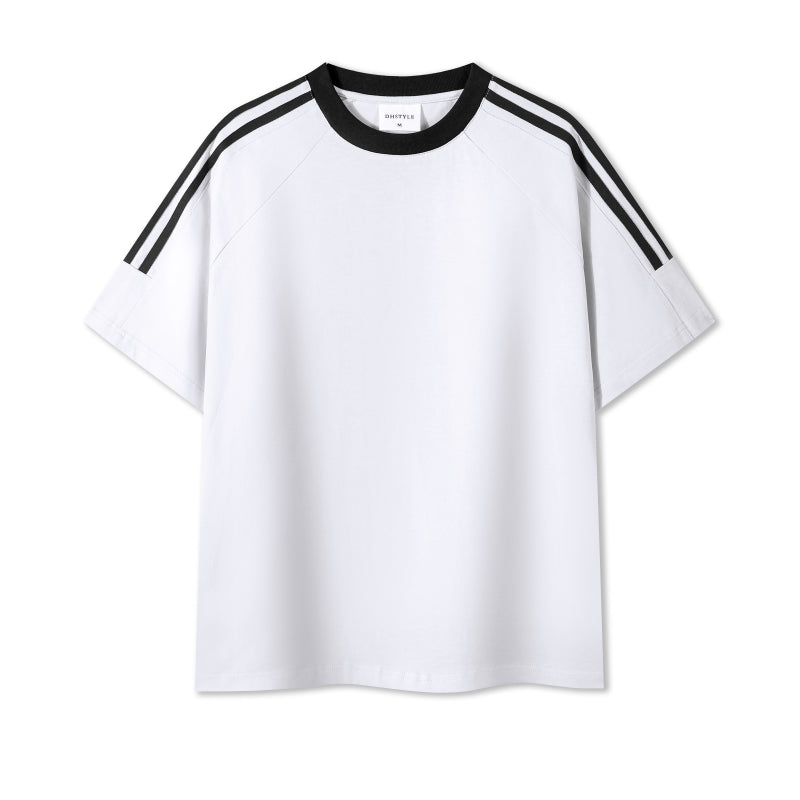 MT7717 250g heavyweight striped raglan short-sleeved TEE
