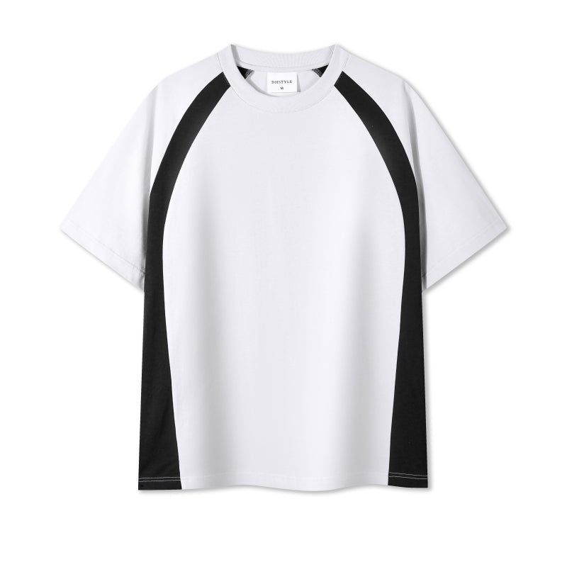 MT7718 250g heavy color matching drop shoulder short sleeve TEE