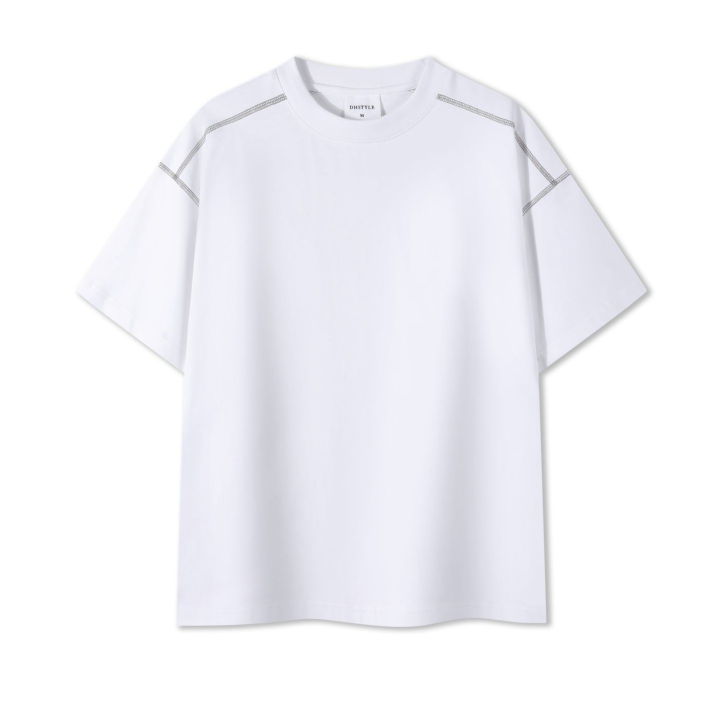 MT7716 重磅撞色線落肩短袖TEE