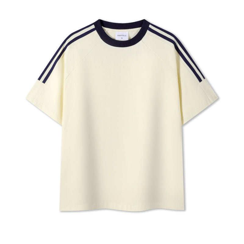 MT7717 250g heavyweight striped raglan short-sleeved TEE