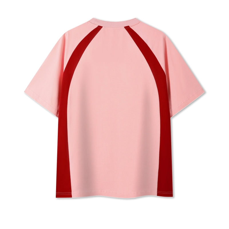 MT7718 250g heavy color matching drop shoulder short sleeve TEE