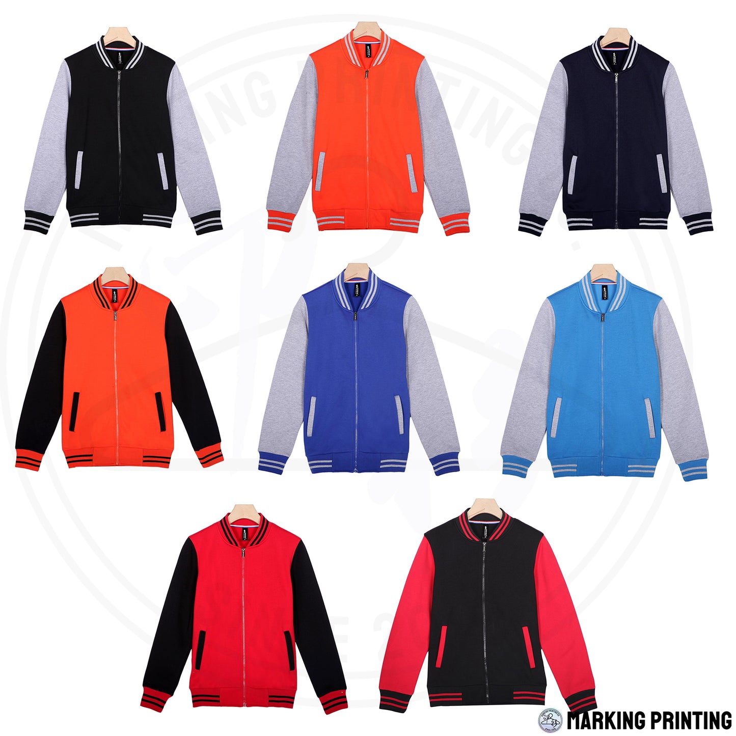 MT124-791 350g heavyweight zipper baseball jacket