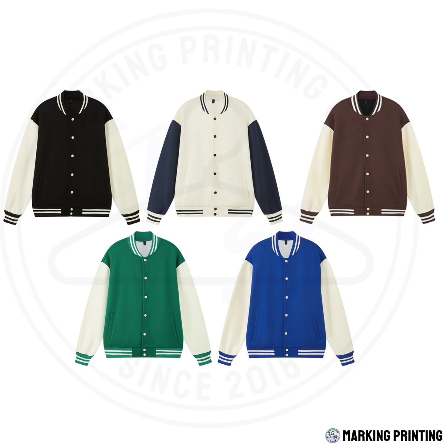 MT2270 330g Drop Shoulder Button Baseball Jacket