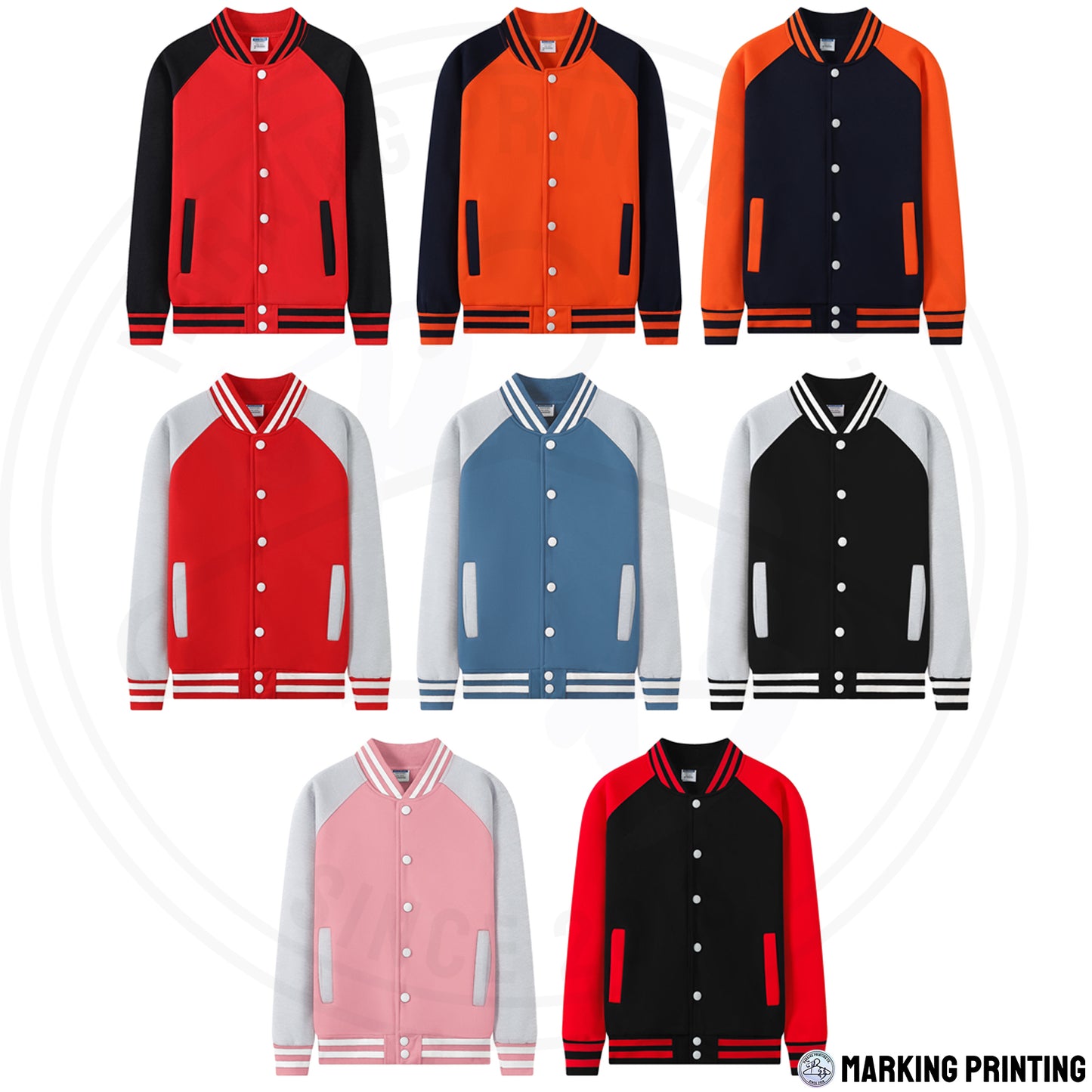 MT722 600g Heavyweight Raglan Button Baseball Jacket