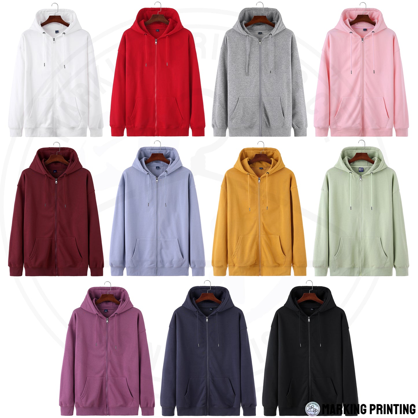 MTCX103 310g drop shoulder zipper hooded sweatshirt